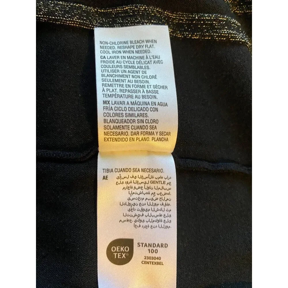Alfani PXL Black & Metallic Pullover Sweater Top Gold Button Accents Boxy Chic
